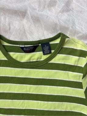 Austin Clothing Co. Olive and Lime Striped Ribbed Tee